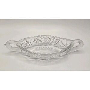 Antique American Brilliant Period ABP Cut Glass Celery Dish Dolphin Handles EUC